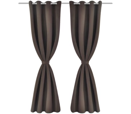 vidaXL Gordijnen met metalen ringen verduisterend 135x175 bruin 2 st ... vidaXL Gordijnen met metalen ringen verduisterend 135x175 bruin 2 st ...