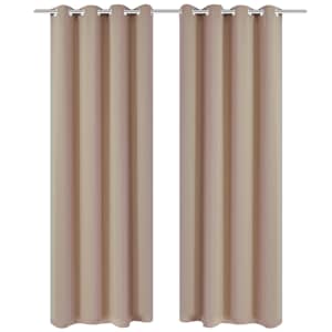 Zatemnitvene zavese 2 kosa z obročki 135x175 cm kremne barve