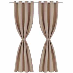 vidaXL Cortinas blackout 2 pcs com ilh&oacute;s de metal 135x175 cm creme