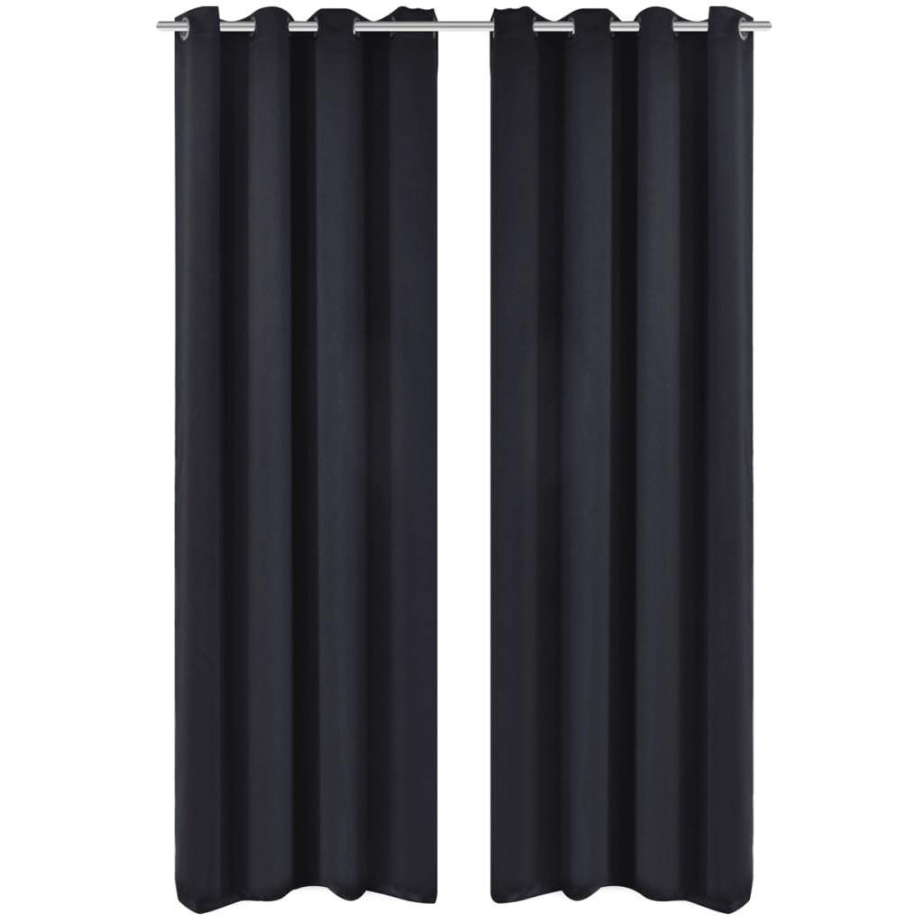Fekete sötétítőfüggöny fém függönykarikákkal 270 x 245 cm 