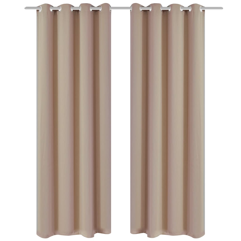 vidaXL Gordijn met metalen ringen verduisterend 270x245 crème afbeelding