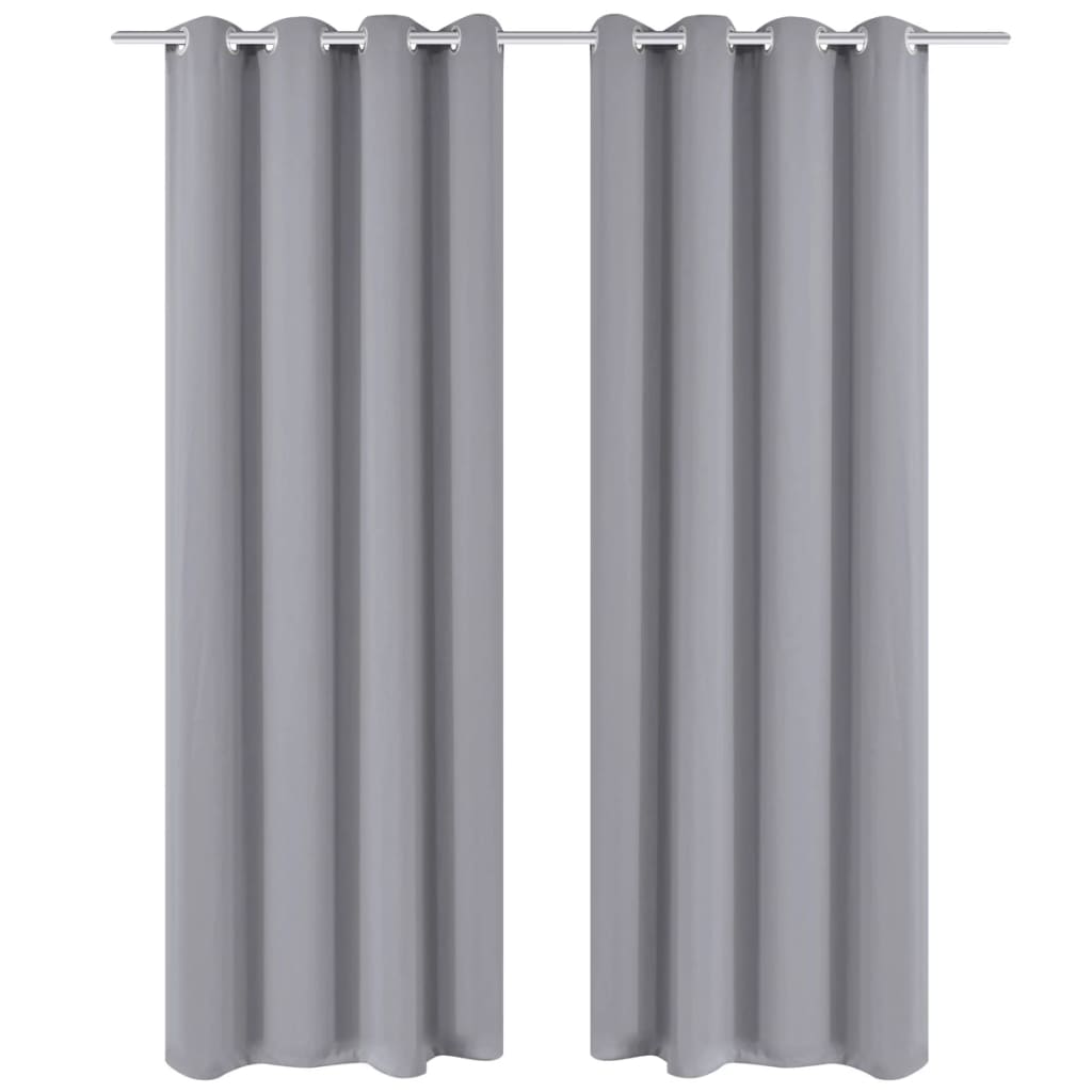 vidaXL Gordijn met metalen ringen verduisterend 270x245 grijs afbeelding