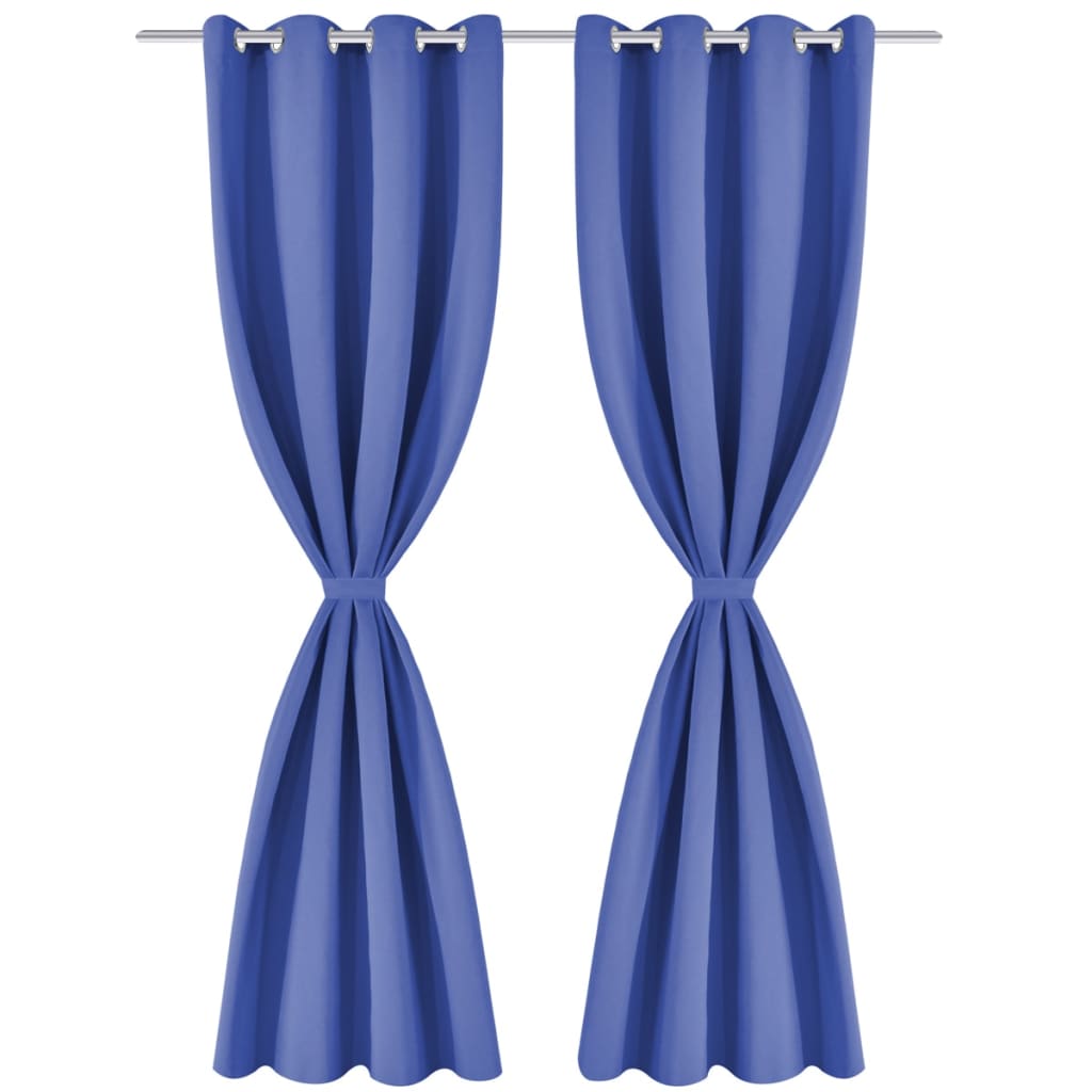 vidaXL Rideau avec œillets métalliques 2 pcs 135 x 175 cm Bleu