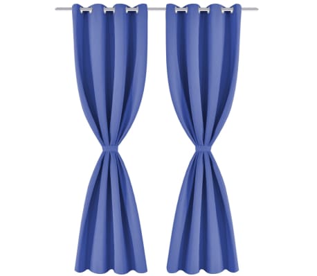 vidaXL Rideau avec œillets métalliques 2 pcs 135 x 175 cm Bleu