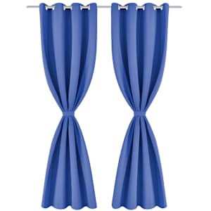 vidaXL Lystette gardiner 2 stk med metallmaljer 135x175 cm blå