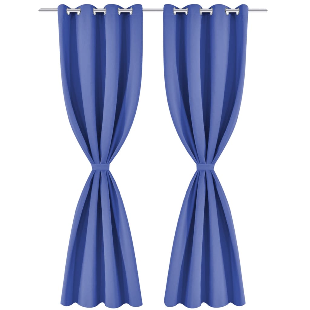 vidaXL Zatemnitvene zavese 2 kosa z obročki 135x245 cm modre barve