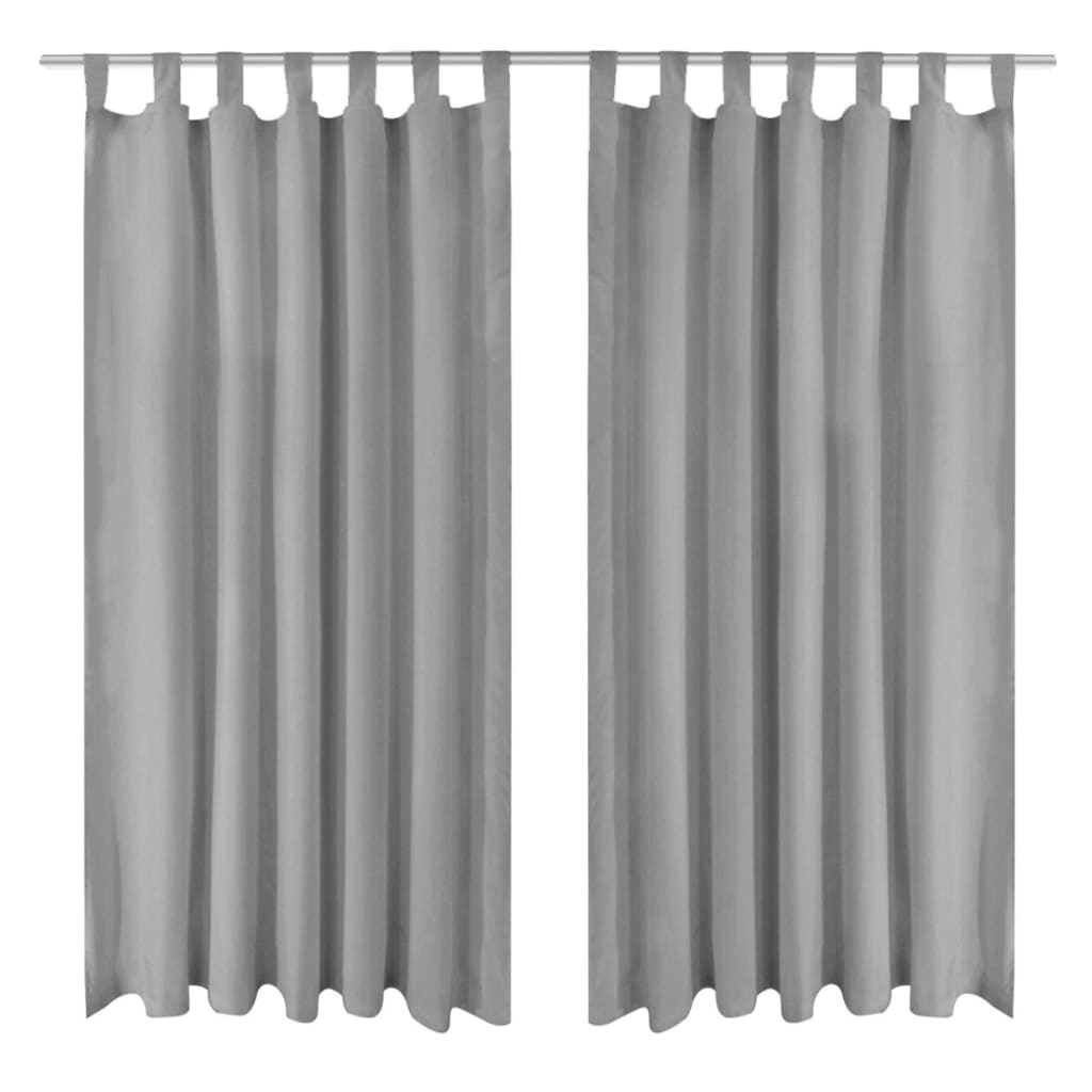 vidaXL gardiner i mikro-satin 2 stk. med løkker 140 x 175 cm grå