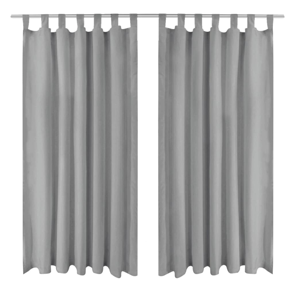 vidaXL gardiner i mikro-satin 2 stk. med løkker 140 x 225 cm grå