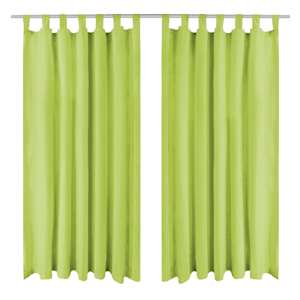 vidaXL aasadega mikrosatiinist kardinad 2 tk 140 x 175 cm, roheline