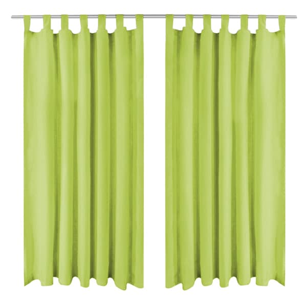 vidaXL aasadega mikrosatiinist kardinad 2 tk 140 x 175 cm, roheline