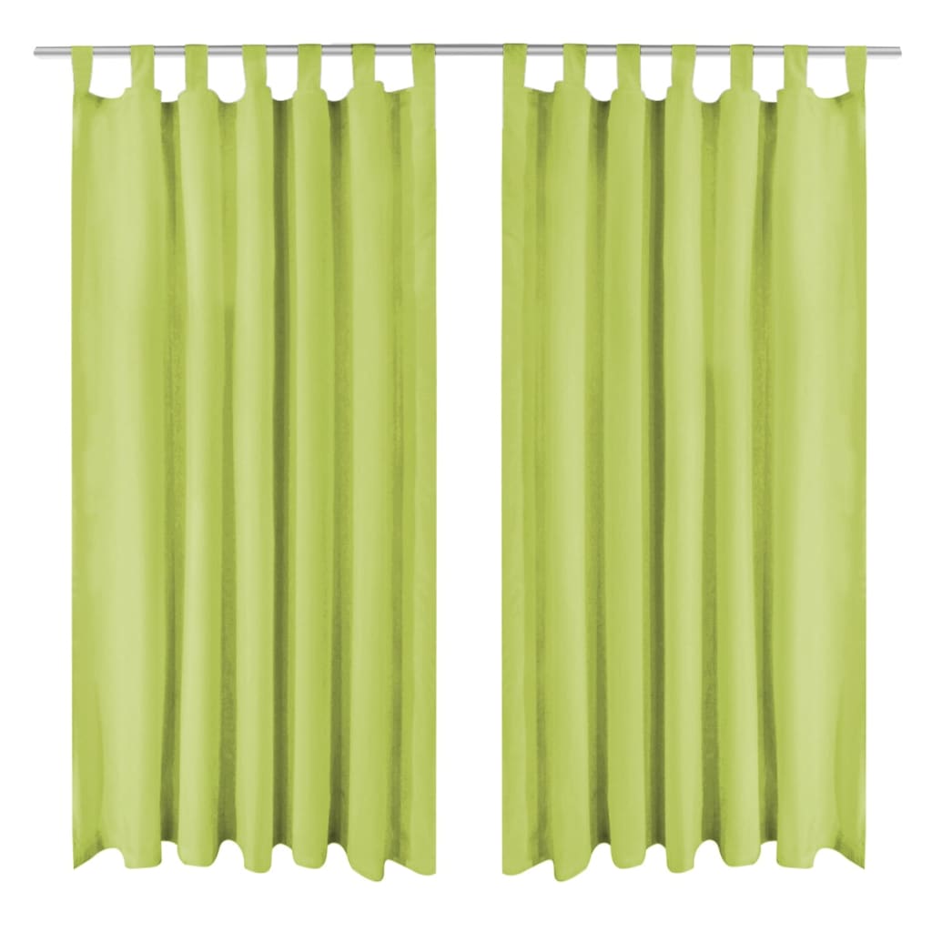 vidaXL Draperii micro-satin cu bride, 2 buc, verde, 140 x 225 cm