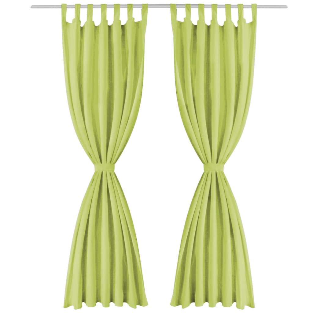 vidaXL Draperii micro-satin cu bride, 2 buc, verde, 140 x 225 cm