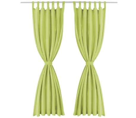 vidaXL Draperii micro-satin cu bride, 2 buc, 140 x 225 cm, verde