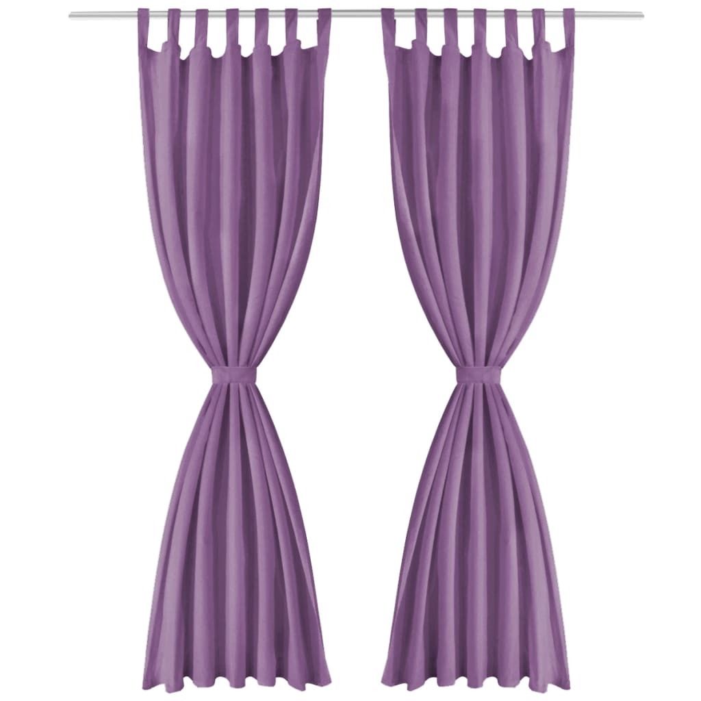 Draperii micro-satin cu bride, 2 buc, 140 x 175 cm, violet