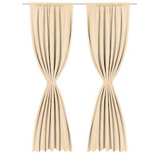 vidaXL Naktinės užuolaidos, 2vnt., dvisluoks., 140x245cm, smėlio sp.