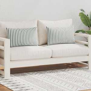 vidaXL Útipúðar 2 stk Röndótt mynstur 60x40 cm Gráir