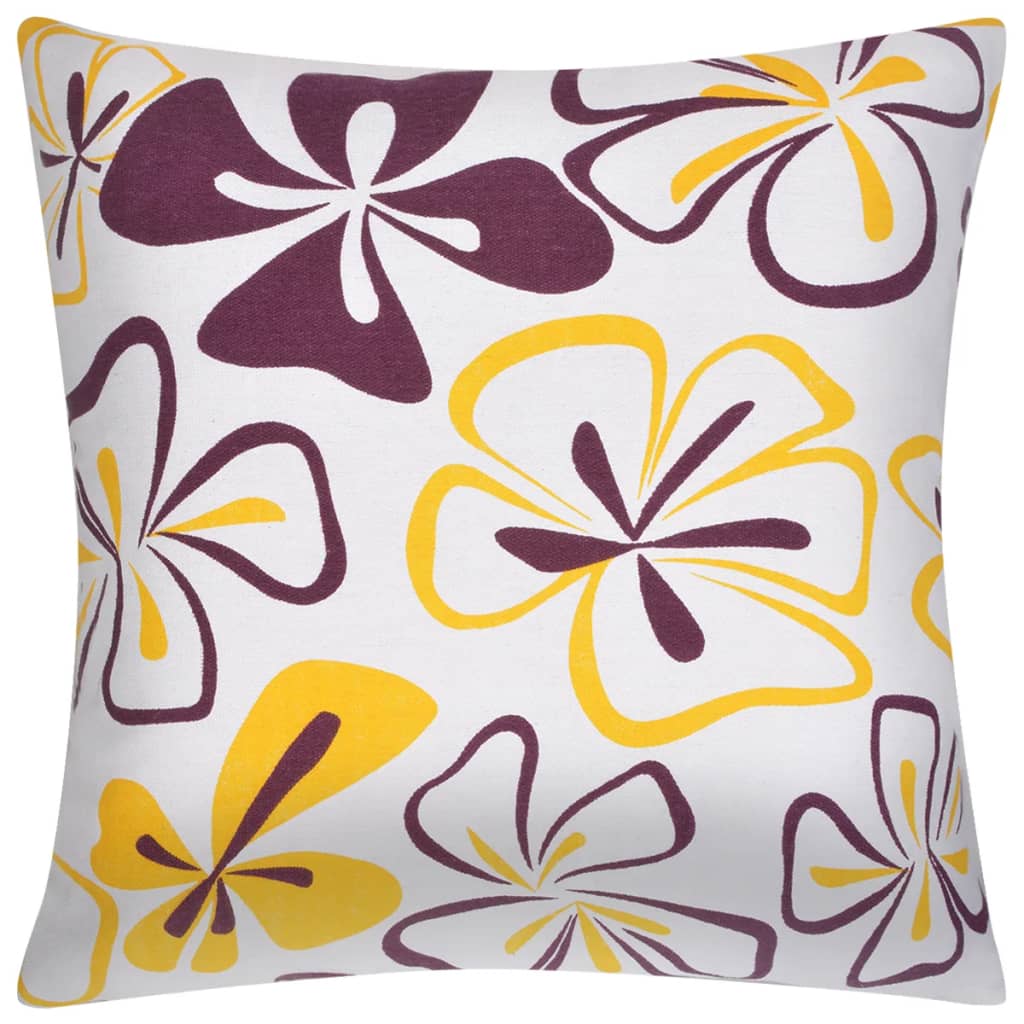 vidaXL Pillow Covers 4 pcs Canvas Flower Printed 40x40 cm