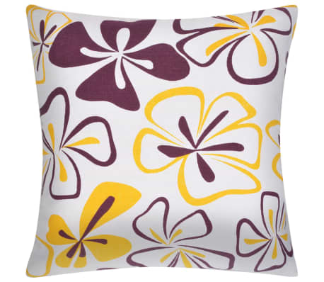 vidaXL Pillow Covers 4 pcs Canvas Flower Printed 50x50 cm