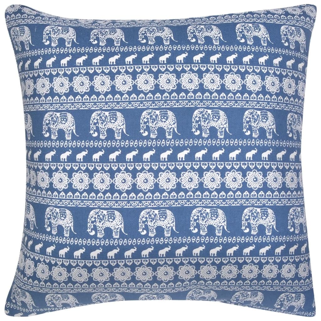 vidaXL Pillow Covers 4 pcs Canvas Elephant Printed Blue 40x40 cm