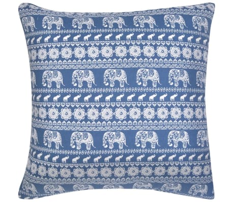 vidaXL Pillow Covers 4 pcs Canvas Elephant Printed Blue 40x40 cm
