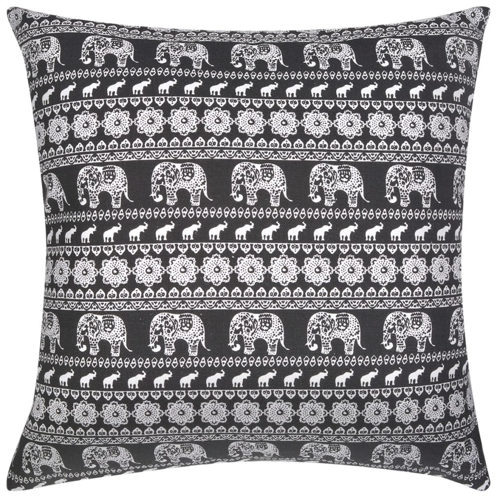 vidaXL Pillow Covers 4 pcs Canvas Elephant Printed Black 40x40 cm