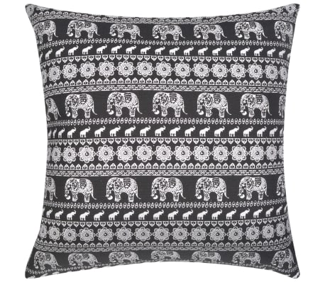 vidaXL Pillow Covers 4 pcs Canvas Elephant Printed Black 50x50 cm