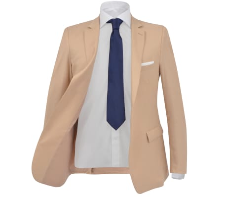 vidaXL Traje de chaqueta de hombre de 2 piezas talla 50 beige