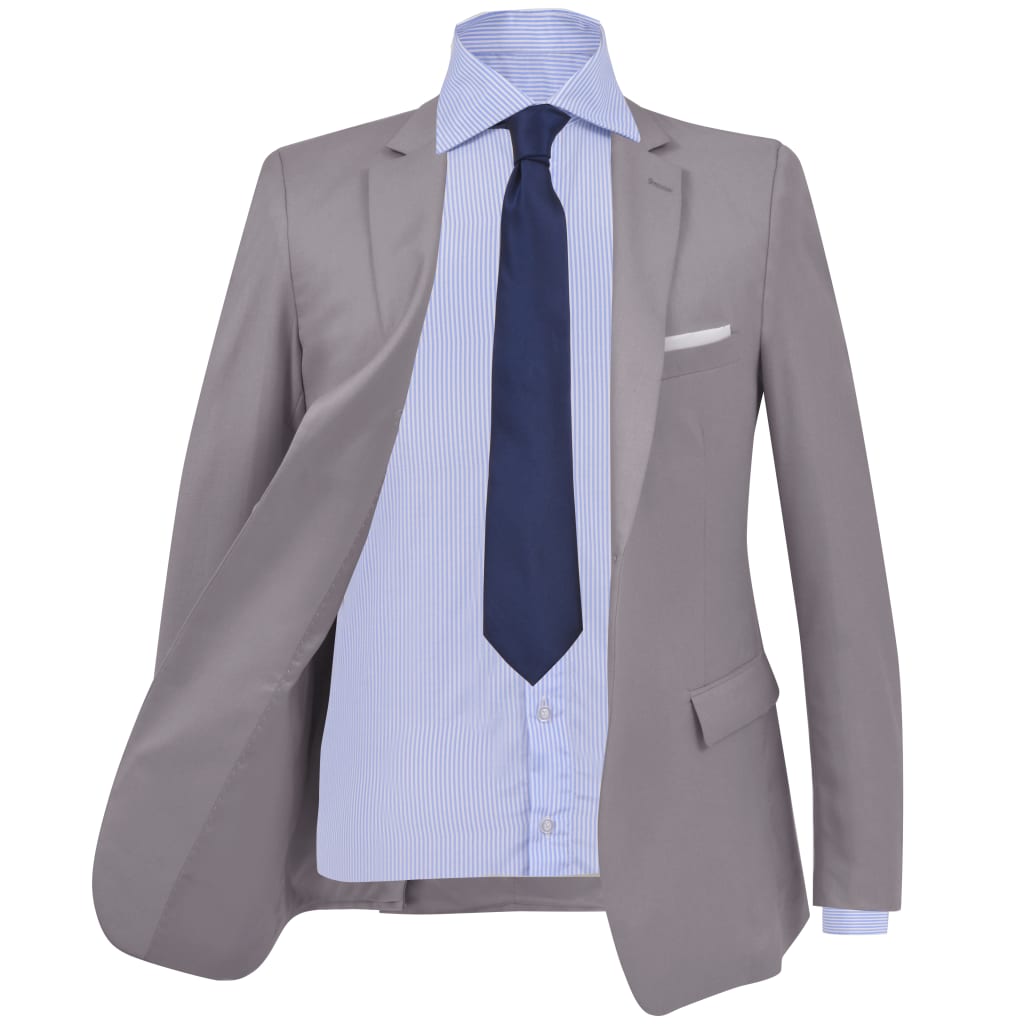 vidaXL Men's 2 Piece Business Suit Size 48 Light Grey