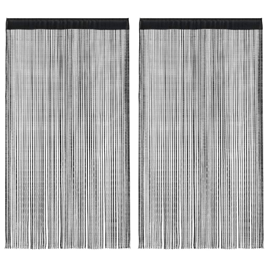 vidaXL Draperii cu franjuri, 2 buc., 100 x 250 cm, negru