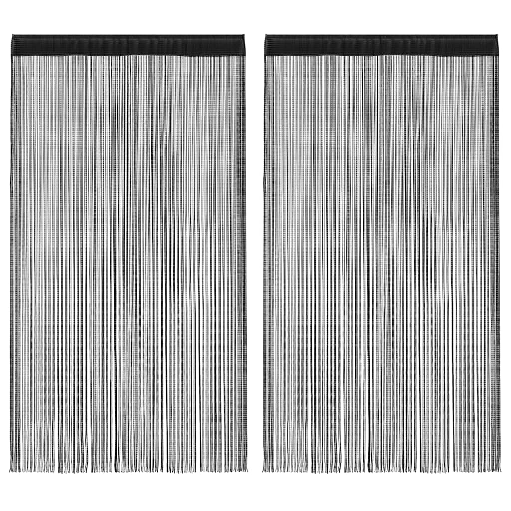vidaXL Provázkové záclony, 2 ks, 100x250 cm, černá
