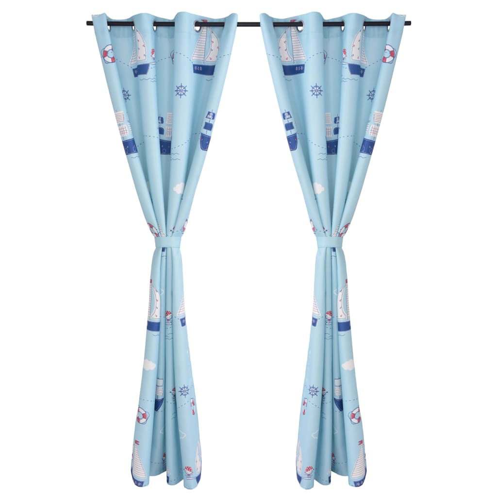 

vidaXL Kindergordijnen verduisterend boten 140x240 cm blauw 2 st
