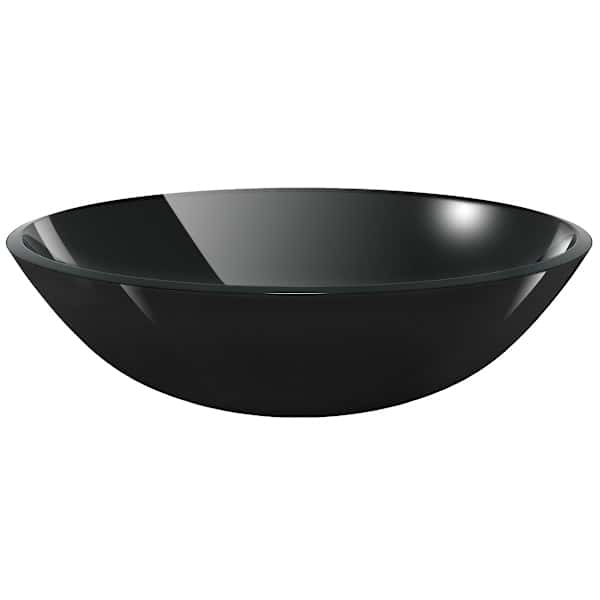 vidaXLi karastatud klaasist valamu, 42 cm, must