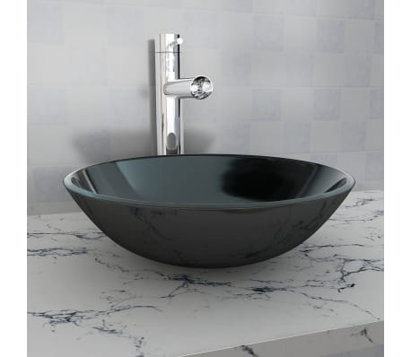 Lavandino Bagno In Vetro.Vidaxl Lavandino In Vetro Temperato 42 Cm Nero Lavabo Lavello Sanitari Bagno Ebay