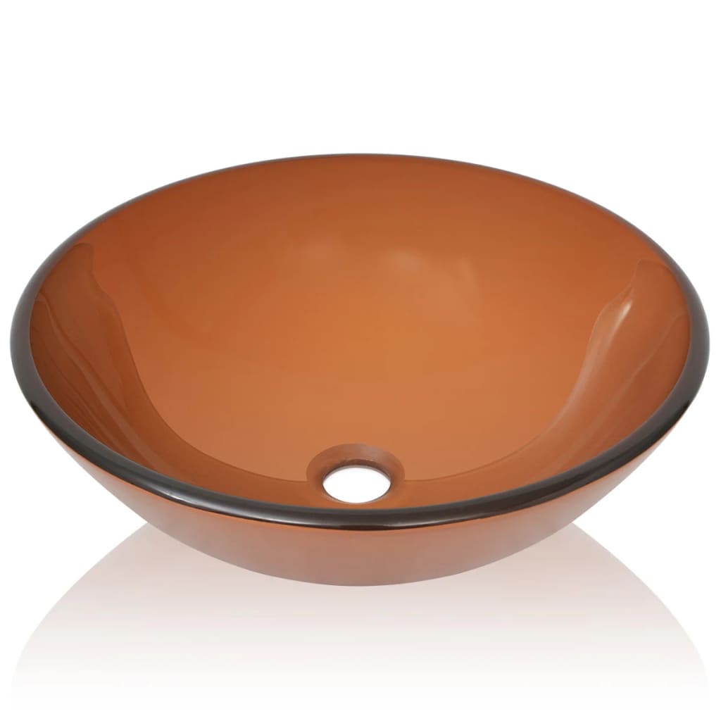 

vidaXL Wasbak gehard glas 42 cm bruin