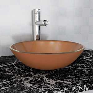 Umivalnik iz Kaljenega Stekla 42 cm Rjave Barve