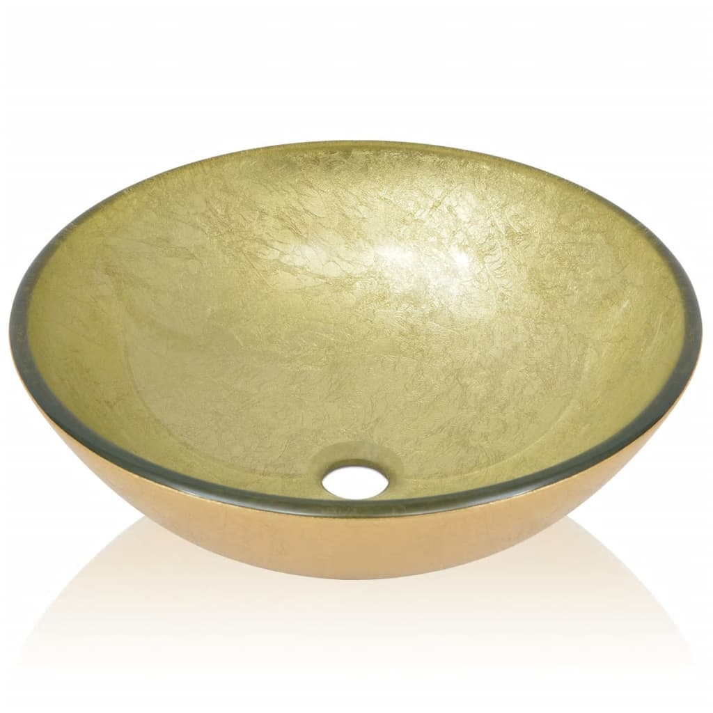 

vidaXL Wasbak gehard glas 42 cm goud