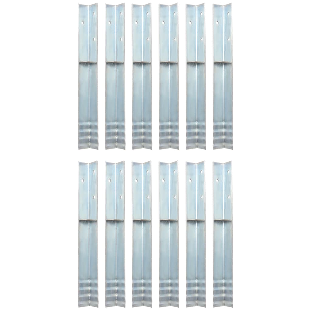 vidaXL L-shaped Ground Anchors 12 pcs Galvanized Steel 2"x2"x19.7"-image-8718475519300