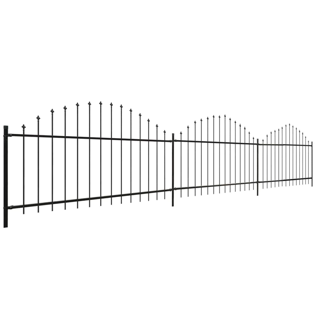 vidaXL Záhradný plot s hrotmi, oceľ (0,75-1)x6 m, čierny