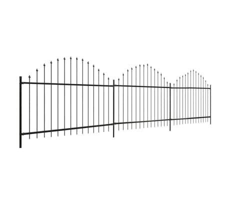 vidaXL Panele ogrodzeniowe z grotami, stalowe, (1,25-1,5) x6 m, czarne
