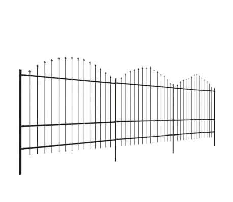 vidaXL Vrtna ograda s ukrasnim kopljima (1,5-1,75)x6 m čelična crna