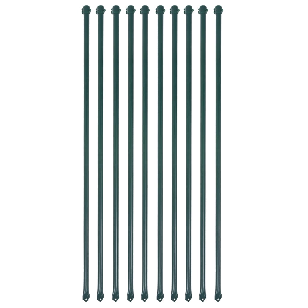 vidaXL Țăruși grădină, 10 buc, 1 m, metal, verde