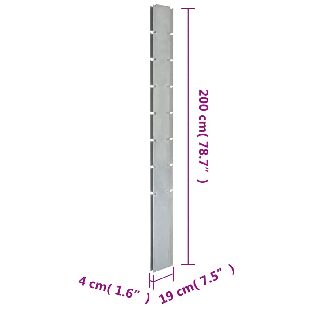  Gabionový plotový stĺpik strieborný 200 cm pozinkovaná oceľ