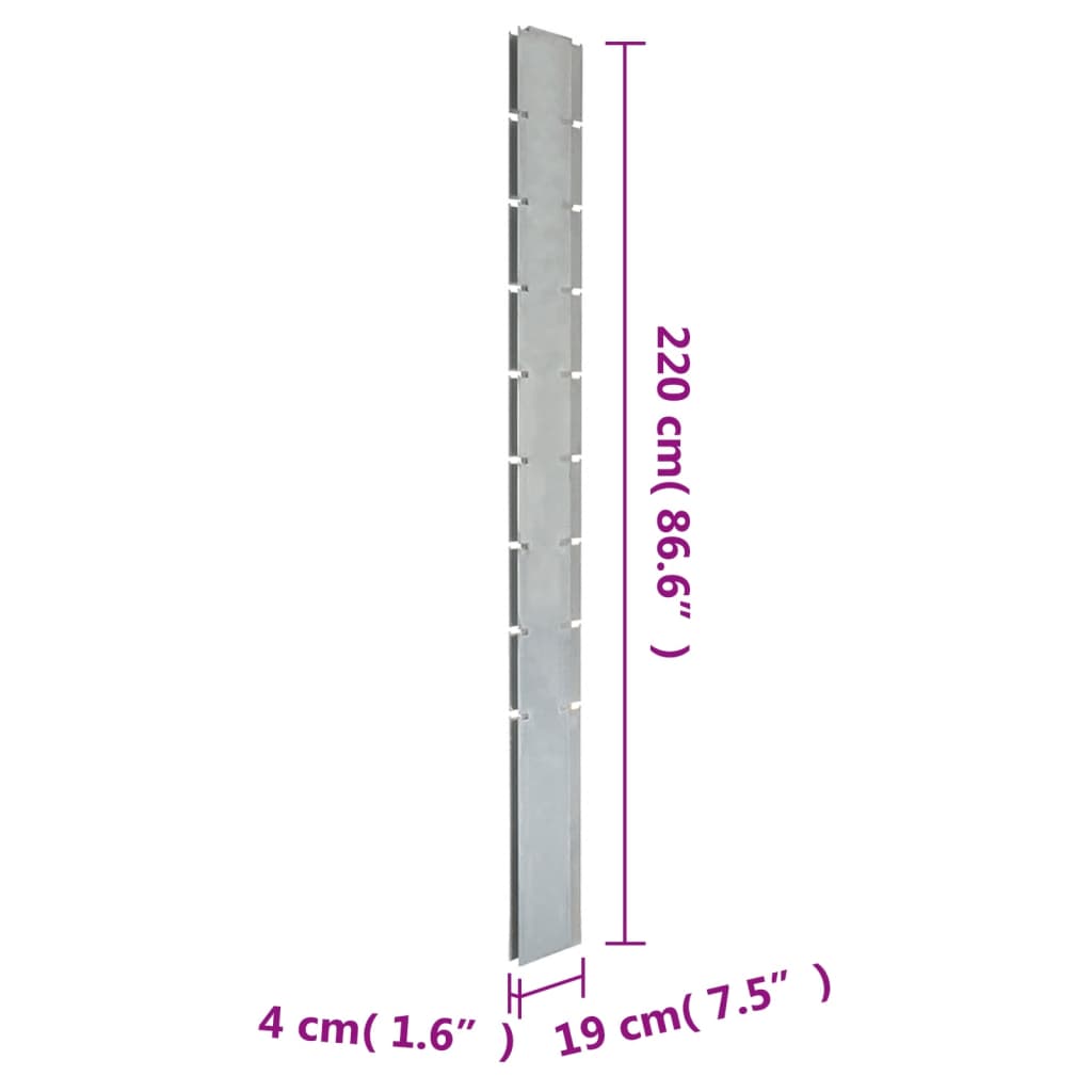  Gabionový plotový stĺpik strieborný 220 cm pozinkovaná oceľ