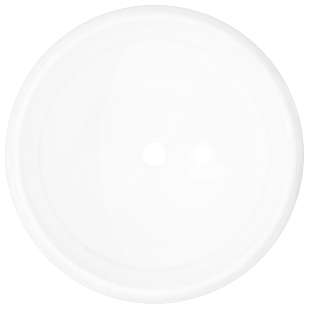 vidaXL Wastafel rond 40x15 cm keramiek wit afbeelding