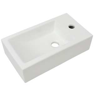 vidaXLi keraamiline valamu kraaniavaga kandiline valge 46x25,5x12 cm