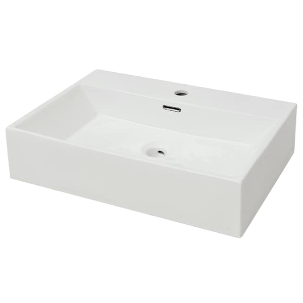 vidaXLi keraamiline valamu kraaniavaga 60,5 x 42,5 x 14,5 cm valge