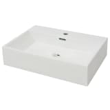 vidaXL Lavatório + abertura torneira branco cerâmica 60,5x42,5x14,5cm