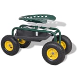 vidaXL Siège de jardin roulant roues pneumatiques Vert