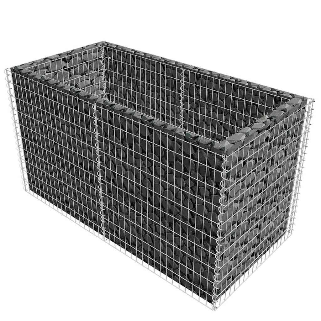 vidaXL Gabion plantenbak verhoogd 180x90x100 cm staal zilverkleurig afbeelding