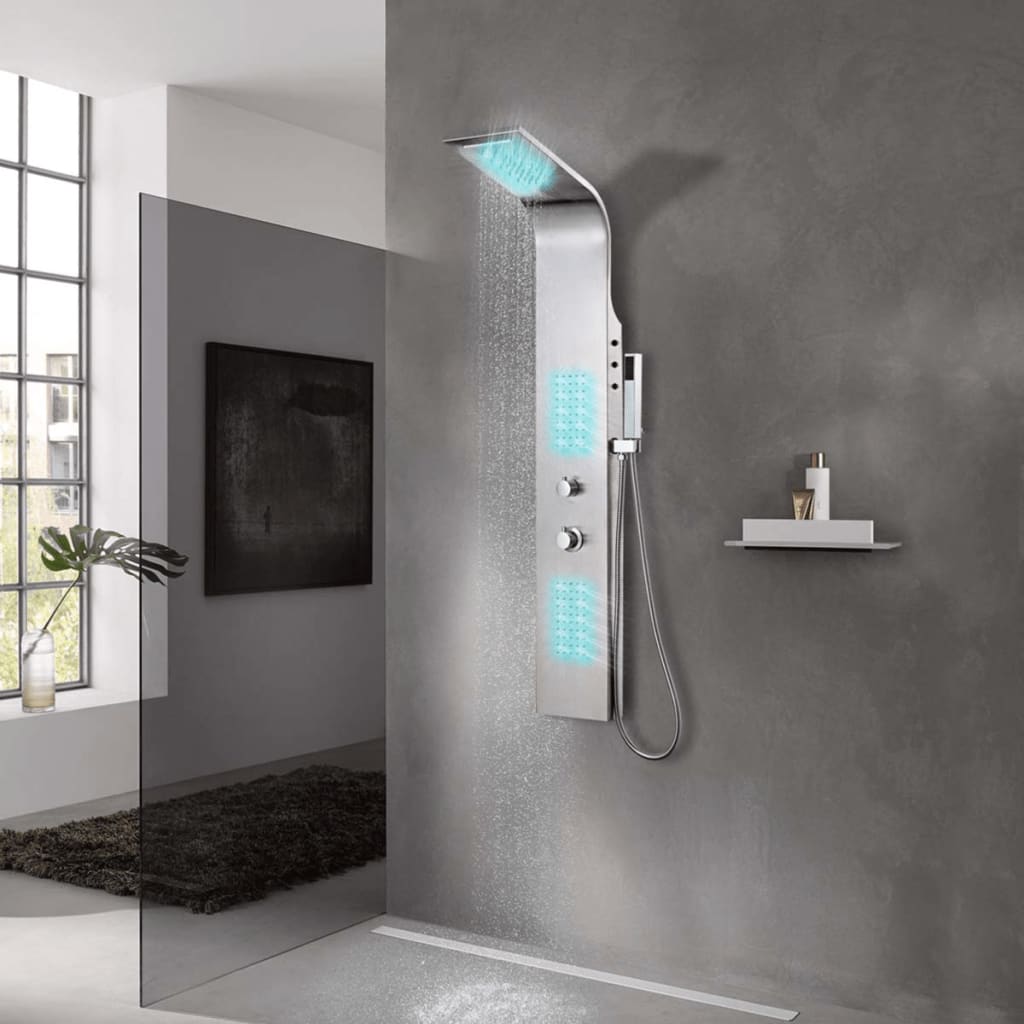 vidaXL Sistem panel de duș curbat, oțel inoxidabil vidaXL